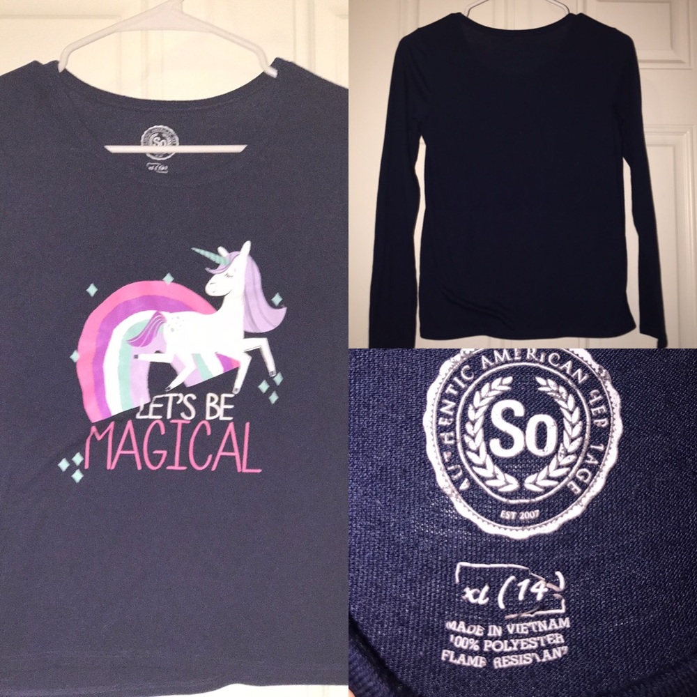 💕very comfortable unicorn pajama top youth 14